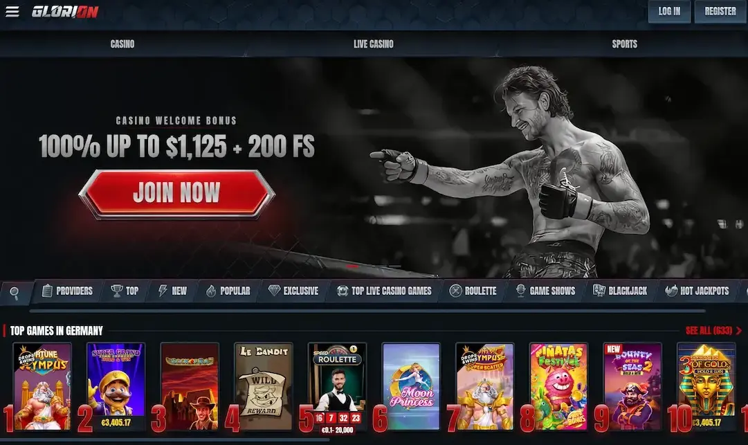 Glorion Casino - bonus ampio, ma licenza poco trasparente
